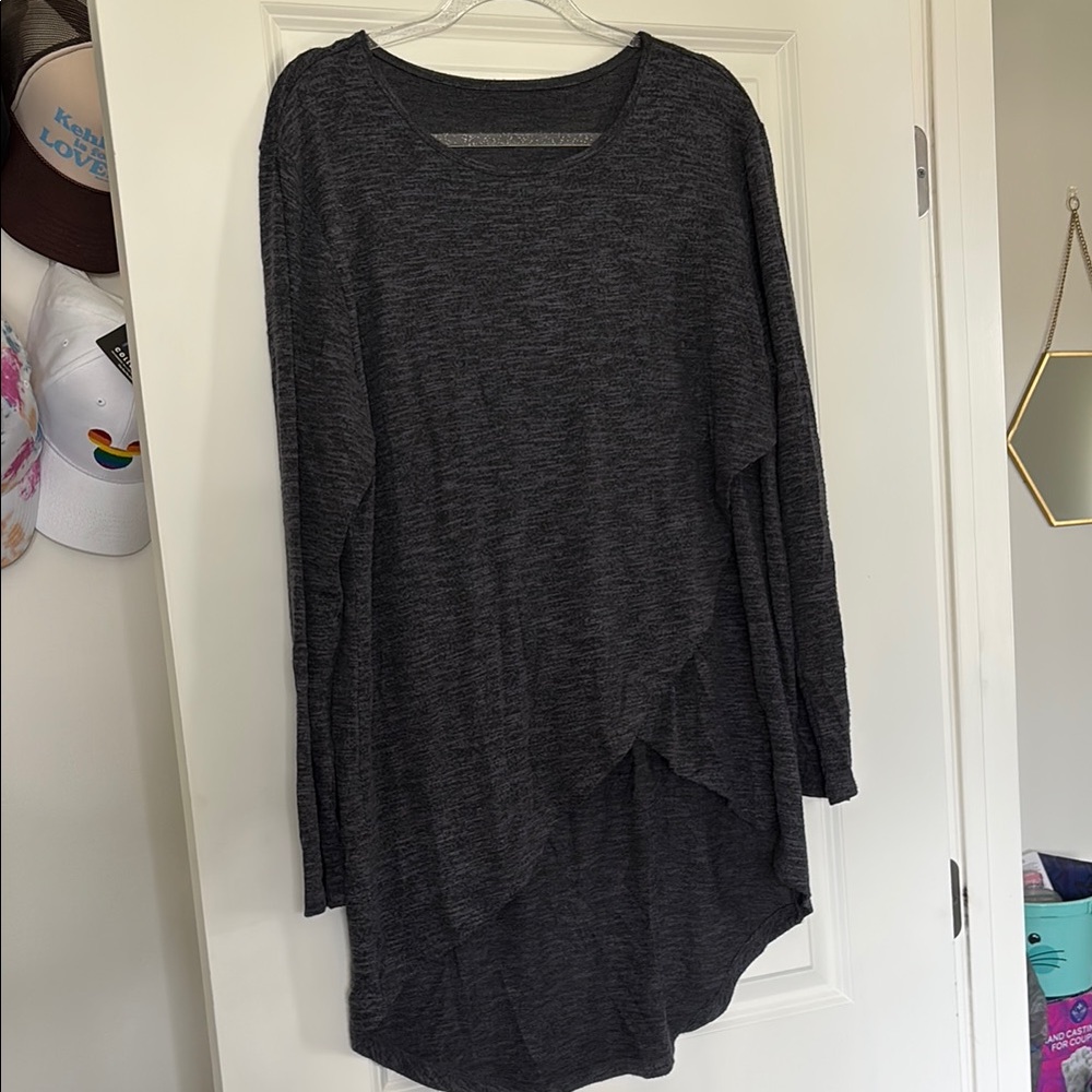 Women's Charcoal Gray Long Sleeve Top